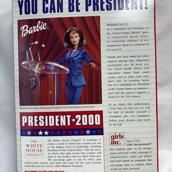 Barbie for President 2000 Doll Toys R' Us Exclusive Brunette 27305 Mattel New - Picture 4 of 10
